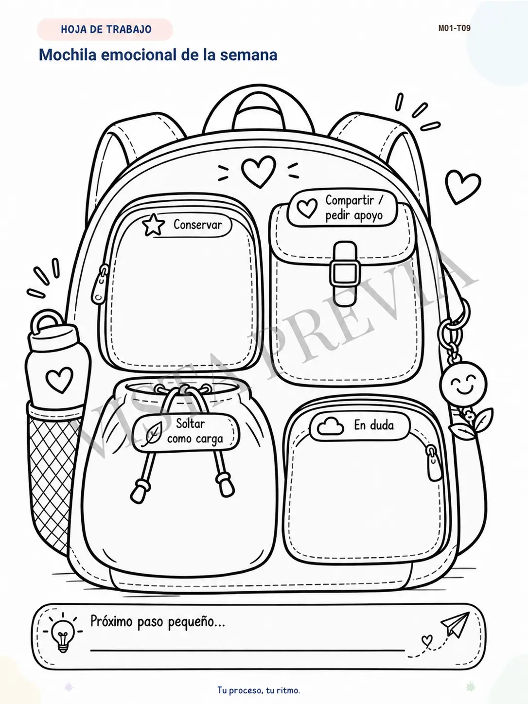 Vista previa de Mochila emocional de la semana